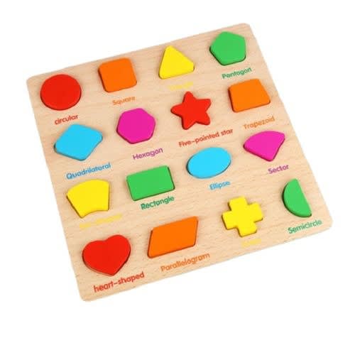 Montessori Wooden Geometric Shapes Learning Puzzle - 16 Shapes