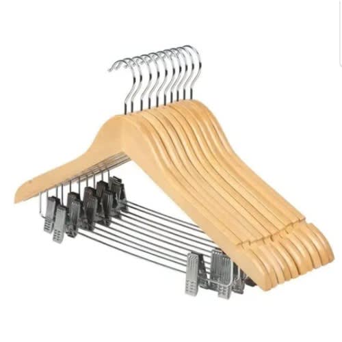 20 Pieces Wooden Clothes Hangers With Clips - Trousers Hanger