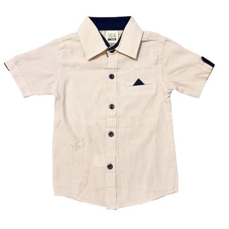 Boys Short Sleeve Button-up Shirt Beige