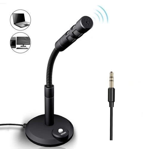 Portable 3.5mm Desktop Pc Microphone With Stand For Youtube Streaming Recording