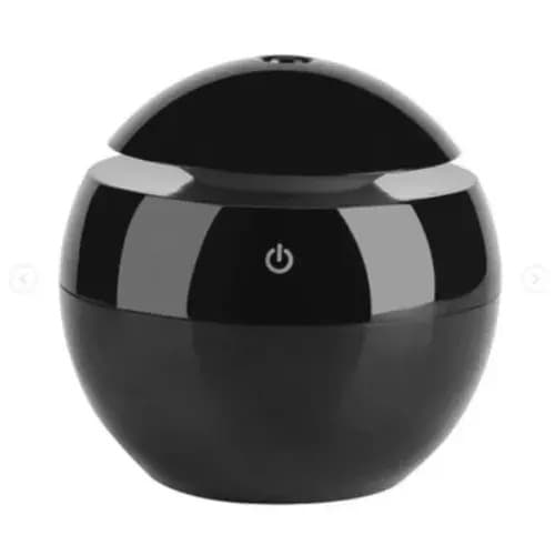 Round Usb Aroma Air Purifier And Humidifier - 130ml - Black