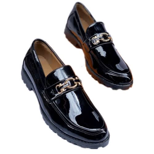 Men's Plain Leather Anch Bow Shoe - Black