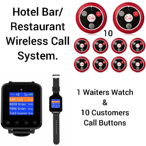 Hotel Restaurant/bar Waiter/customers Service Wireless Call System 10 Buttons/1watch Pack