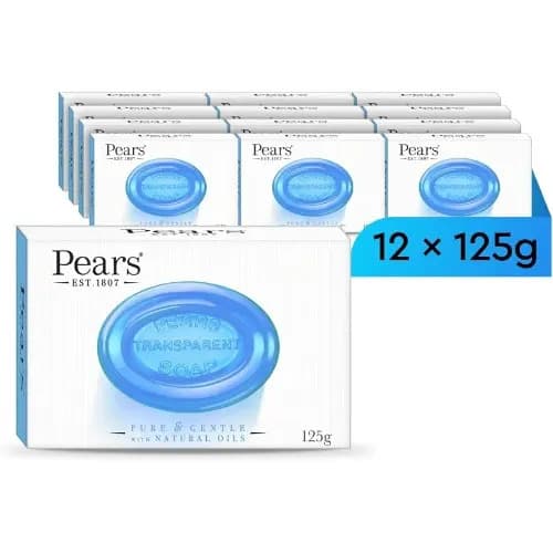 Pears Soap - With Mint Extract Authentic Transparent Blue Soap - 12 Bars - 125g