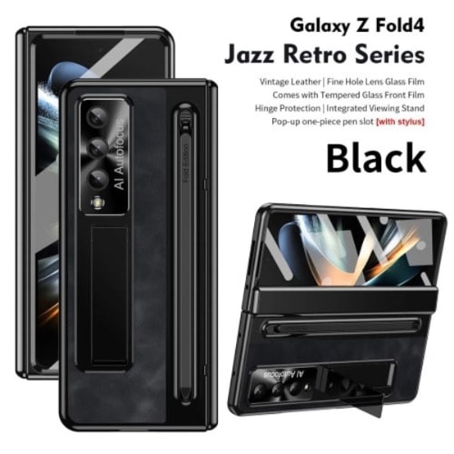 Case With S Pen & Hinge Protection For Samsung Galaxy Z Fold 4 - Black