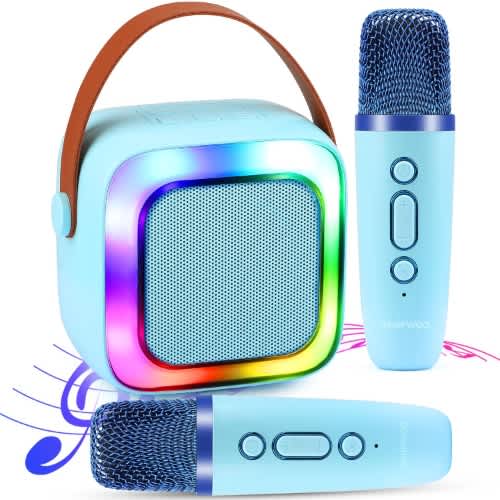 Kids Bluetooth Karaoke Music Box With Light And Dual Wireless Microphone