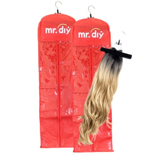 Wig Storage Bag With Hanger Non-woven Hair Case- 2pcs- Red