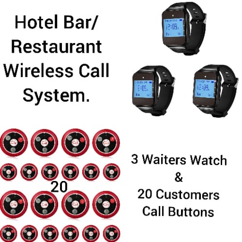 Hotel Restaurant/bar Waiters/customers Service Wireless Call System 20 Buttons/3watch Pack