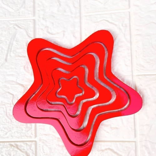 3D Indoors Studio Decor Star Wall Stickers - Red - 5pcs