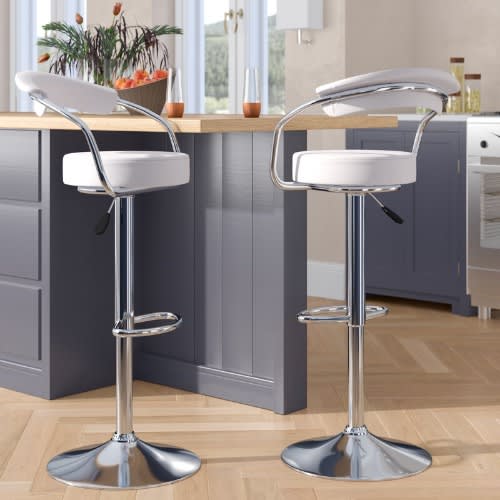 Cushioned Bar Stool - Set Of 2 - White