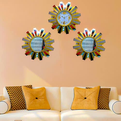 3-in-1 Mirrors And Clock Set