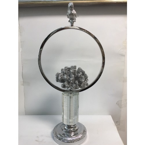 SILVER FLOWER WITH A BIRD