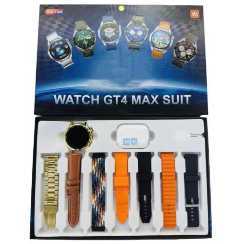 GT4 Max Suit Ultra Max 9 In 1 Set Unisex Round 2&rdquo; Screen Smart Watch With TWS Earbuds - 5V