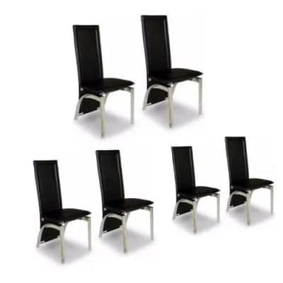 Dinning Leather Comfort Chairs- 6 Pieces - Black