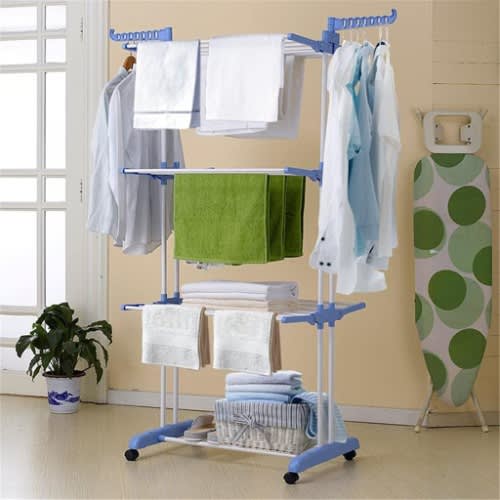 6 Layer Adjustable Rolling Clothes Rack