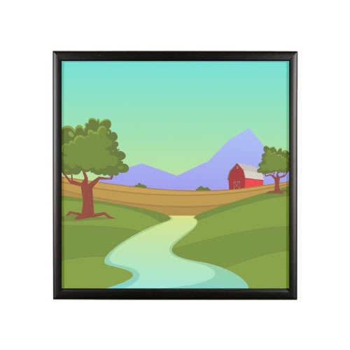 Wall Art Digital Print Landscape 30" By 30"-ready To Hang Plain Black-glass Frame 0007