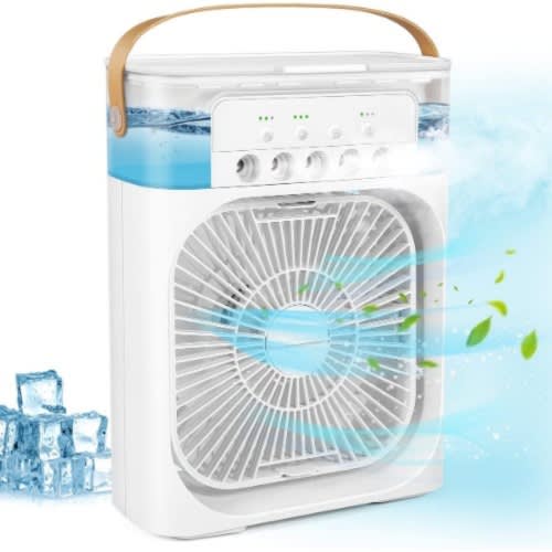 Portable Air Conditioner Fan - 5 Wind Speeds Usb With 7 Colors Led Light