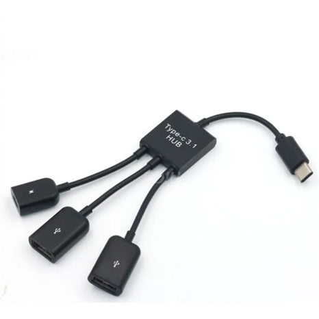 Type C To 2 USB A Ports + 1 Micro USB Port OTG Cable