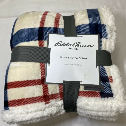 Plush Sherpa Fleece Throw - Soft & Cozy Reversible Blanket - Red & Blue Check