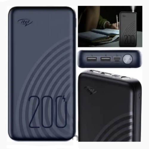 Itel Fast Durable Charging Power Bank - Built-in 3 Cables With Bright Touch - 20000mAh