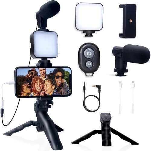 Vloggers Video Making Kit Microphone Led Lights And Remote Control