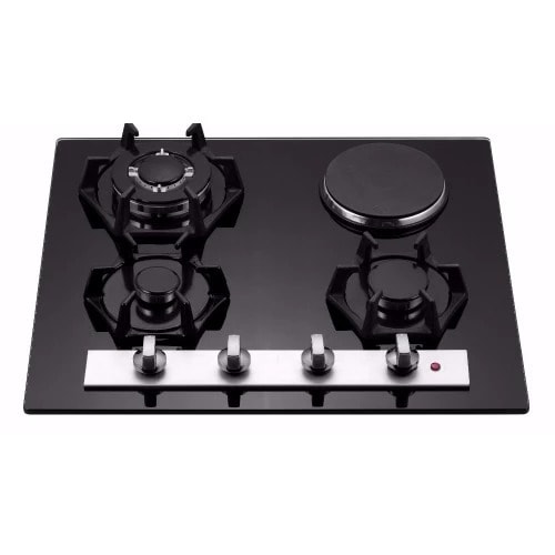 Gs Built-in Tempered Glass Gas Hob Cooker  - 3 Burners + 1 Hotplate