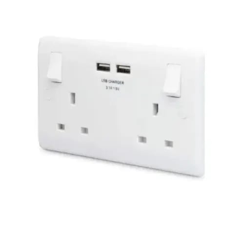 13amps 2 Gang Switched Socket With Usb