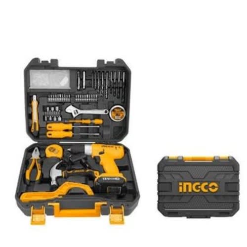 Ingco - Tool Set With 12v Lithium-ion Cordless Drill - 128 Pieces