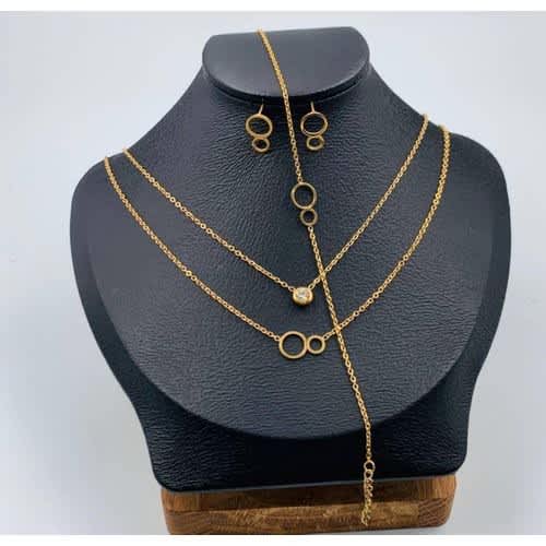 Bohemian Style Hollow Circle Pendant Necklace - 4pcs Set