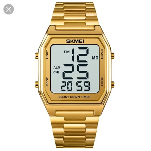Digital Men's Gold Watch Alarm Clock - Waterproof