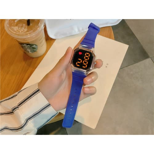 Unisex Gold Bezel Silicone LED Watch - Royal Blue