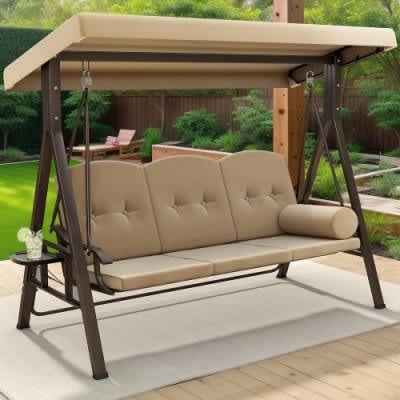 Outdoor Canopy Swing With Steel Frame