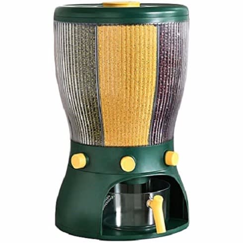 4 Grid Rotating Grain Food Storage Dispenser Barrel