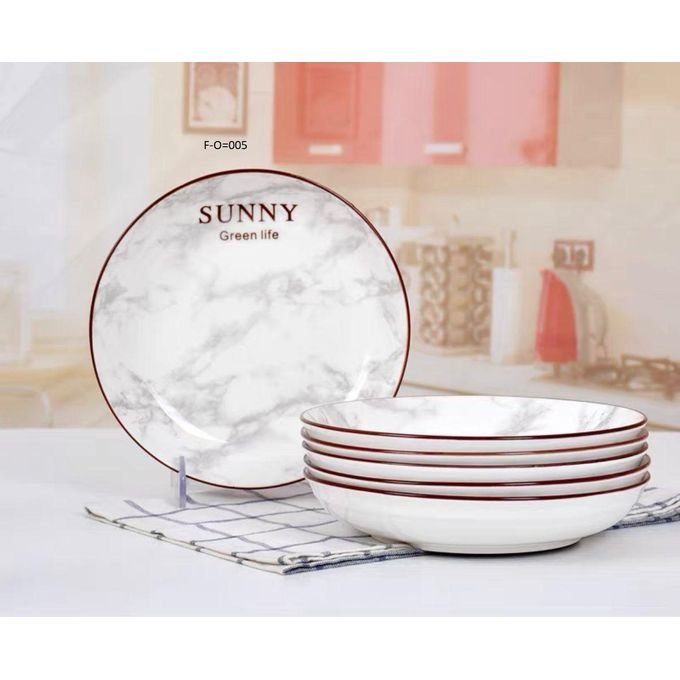 6PCS Simple Style Ceramic Glass Plate (F-006)