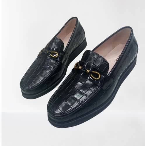 Leather Cval Loafers -Brown