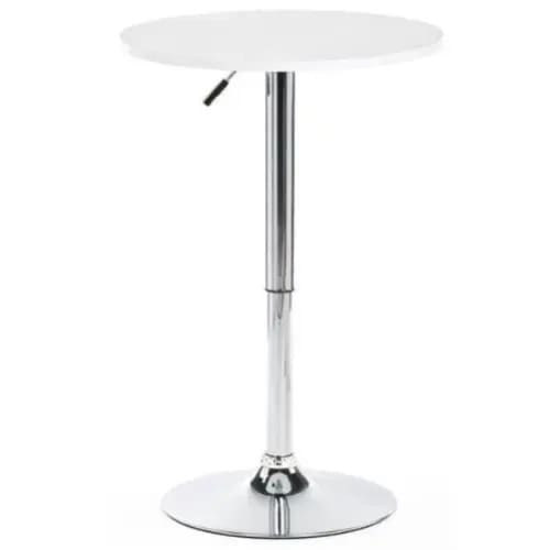 360&deg; Swivel Adjustable Round Bar Table- White