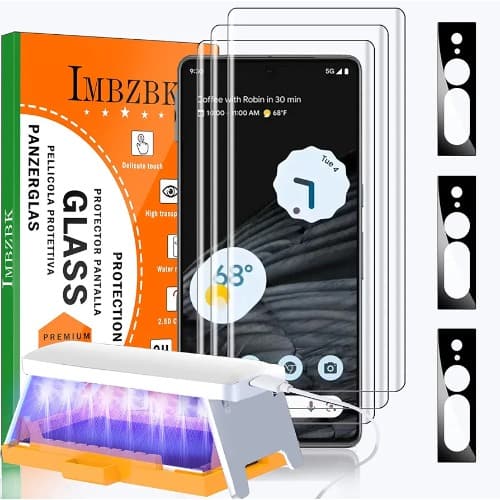 3+3 Pack Uv For Google Pixel 7 Pro Screen Protector Tempered Glass Accessories 3 Pack Uv