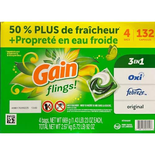 Gain Flings With Avec Oxi Boost Odour Remover - 132 Pacs