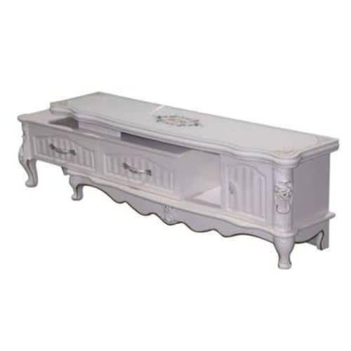Modern Adjustable Royal Tv Cabinet Stand With  Double Drawer - White