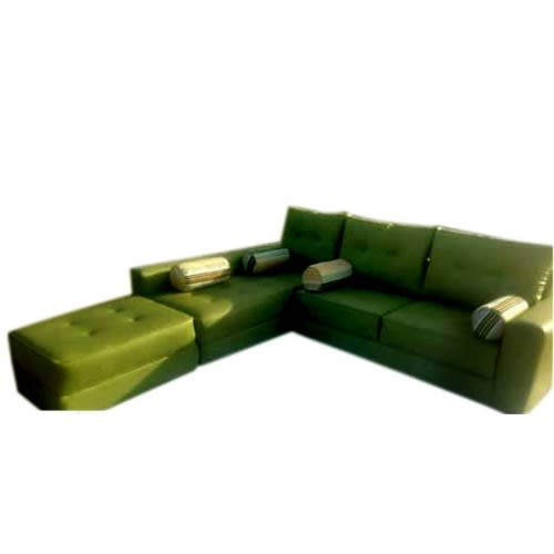 Leather 5 Seater With 2 Seater Extension L-shaped Sofa - Green
