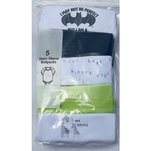 Kisses Short Sleeve Bodysuits -5 Pieces