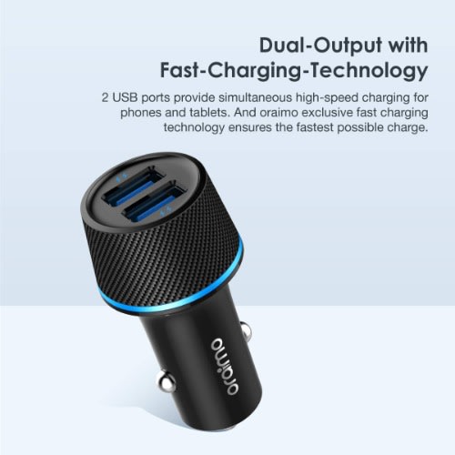Occ-21dml 2-in-1 Fast-charging Dual Usb Compact Car Charger