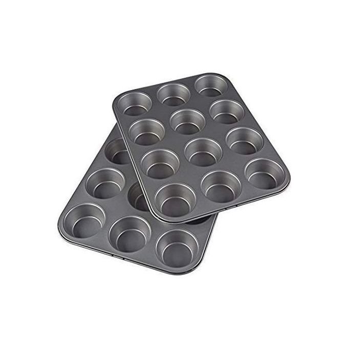 2 Pcs Nonstick Carbon Steel Muffin Pan + 100 Free Cupcake Paper Cups