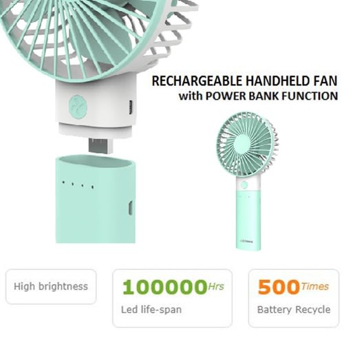 Rechargeable Handheld Fan With Detachable Power Bank Function