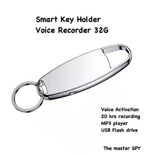 Hd Smart Key Holder Voice Recorder - Silver -32GB
