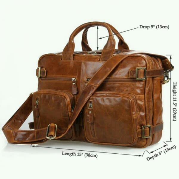 Top Quality Genuine Leather Laptop Bag - Brown