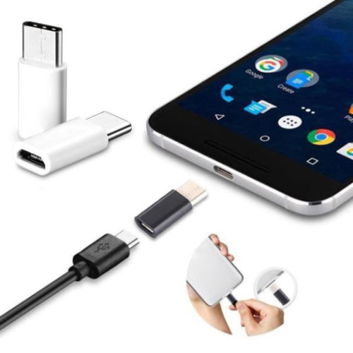 2pc Mini Compact Usb Type-c To Micro Usb Data Charge Adapter - Black/white