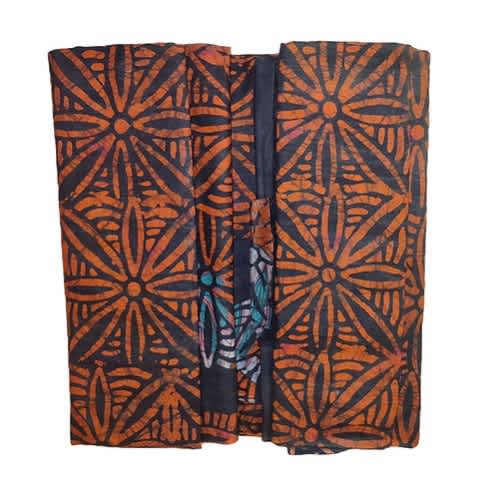 Handcrafted Batik Cotton Fabric - Abstract Black & Orange - approx 5 Yards
