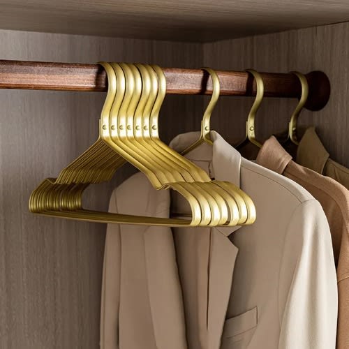 Aluminum Alloy Clothes Hangers- 10 Pieces - Gold