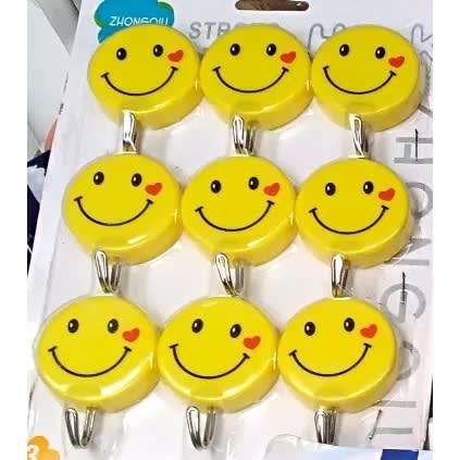 Smiley Wall Hooks Clip Hanger-9 Pieces